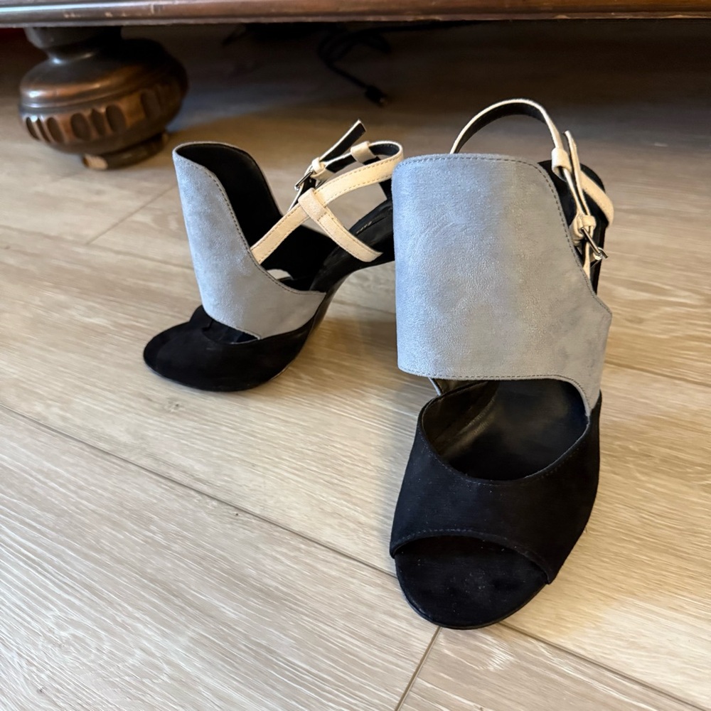 VIRAL SOLD OUT Zara Basic Black and Gray High Heel stiletto pumps leather block - Picture 6 of 10